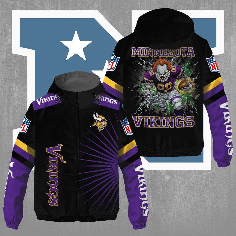 Minnesota Vikings x Pennywise 3D Windbreaker Jacket – TMTHU796