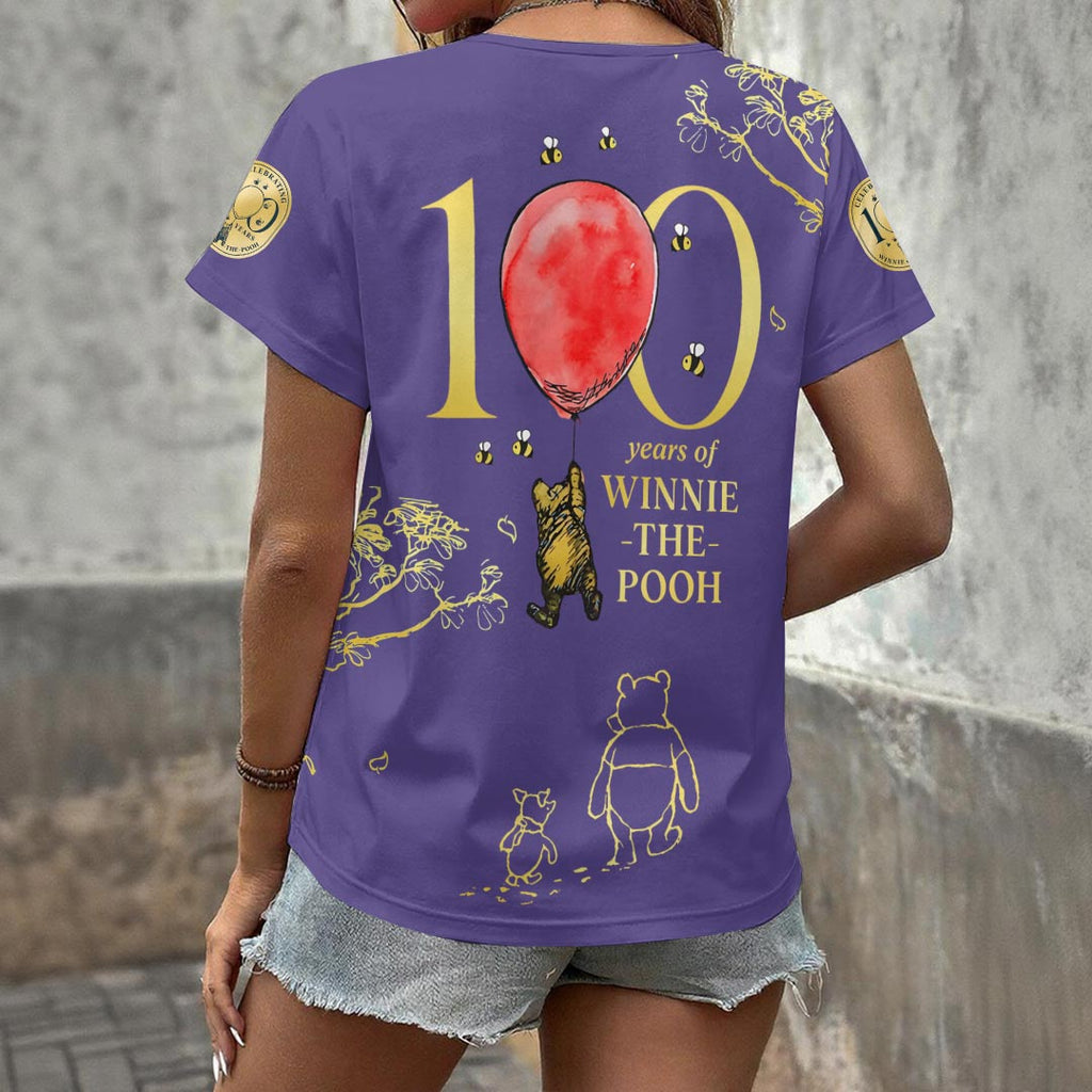Winnie-the-Pooh 100th Anniversary 3D Women's V-Neck T-Shirt – HOATT17640