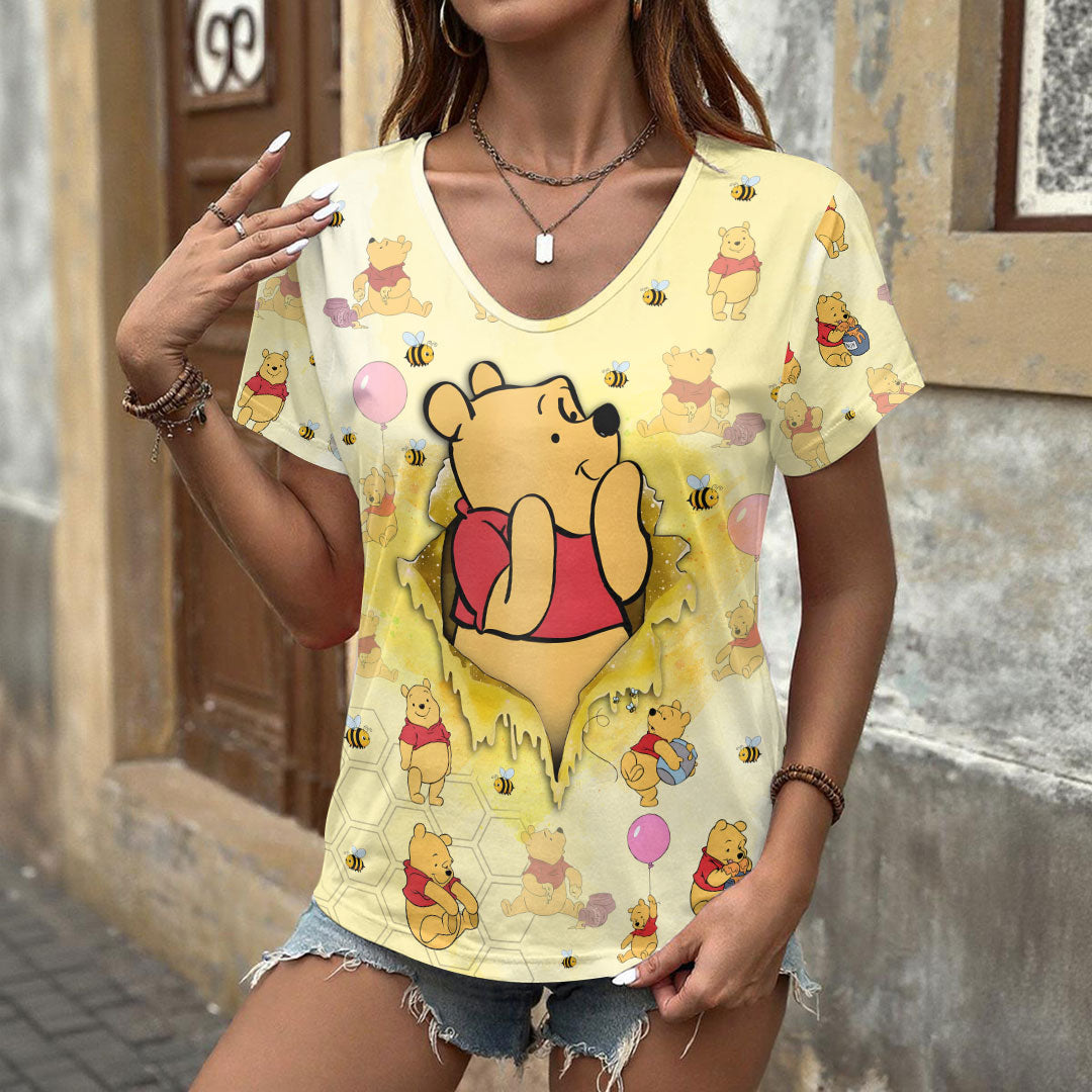 Winnie-the-Pooh 100th Anniversary 3D Women's V-Neck T-Shirt – HOATT17876