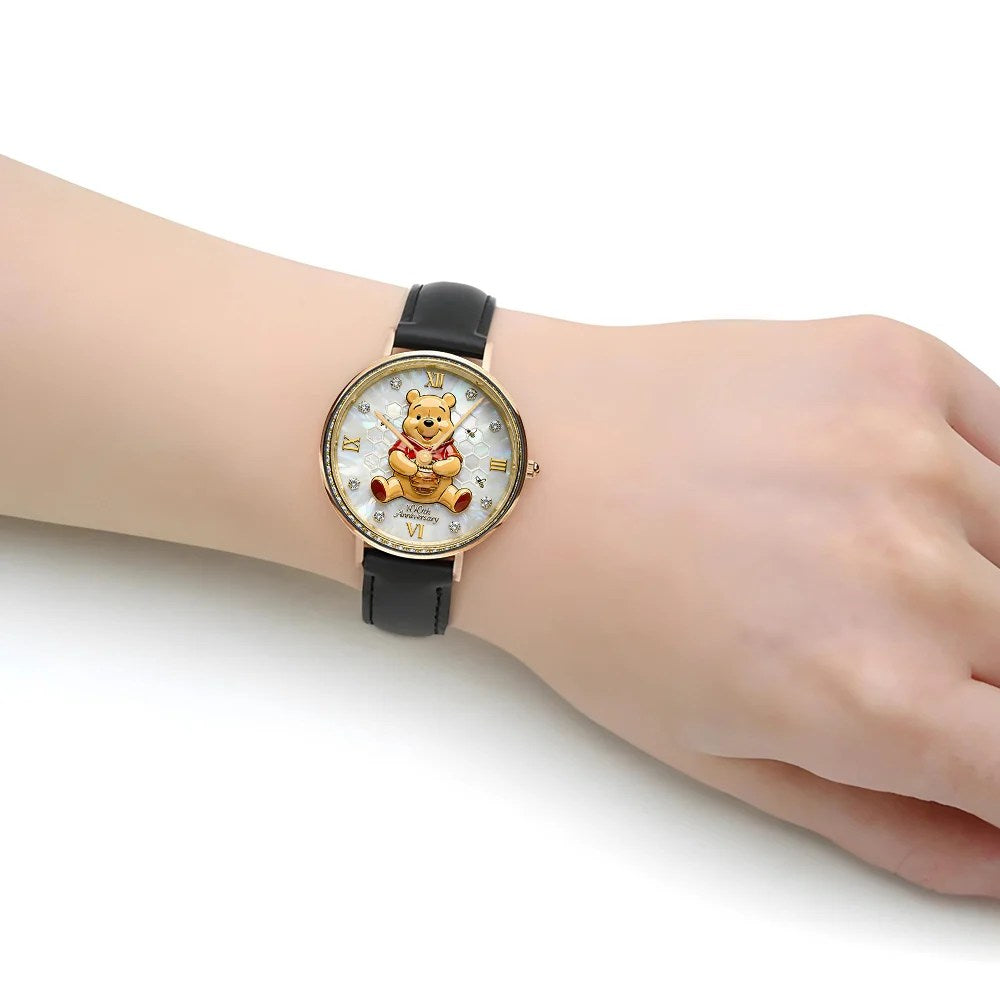 Winnie-the-Pooh 100th Anniversary Black Stitched Leather Watch – MAITM15366