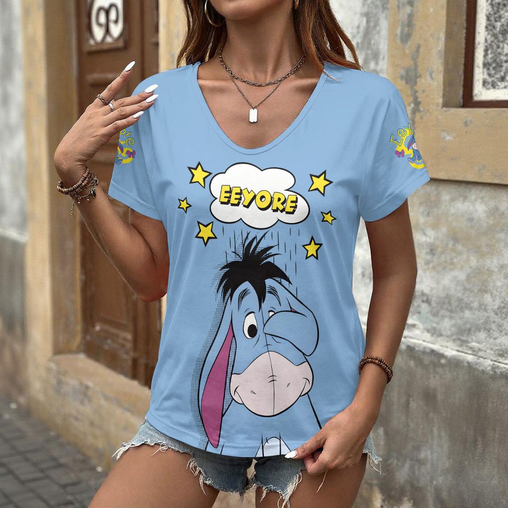 Winnie-the-Pooh x Eeyore 3D Women's V-Neck T-Shirt – HOATT17153