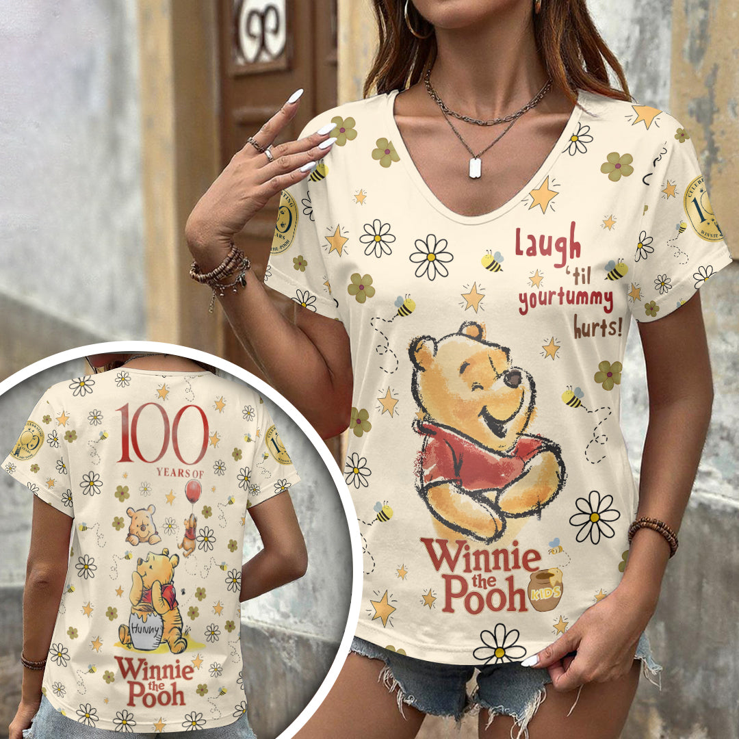 Winnie-the-Pooh 100th Anniversary 3D Women's V-Neck T-Shirt – HOATT17343