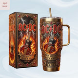 ACDC High Voltage Rock N Roll Est. 1973 Embossed Gold Tumbler