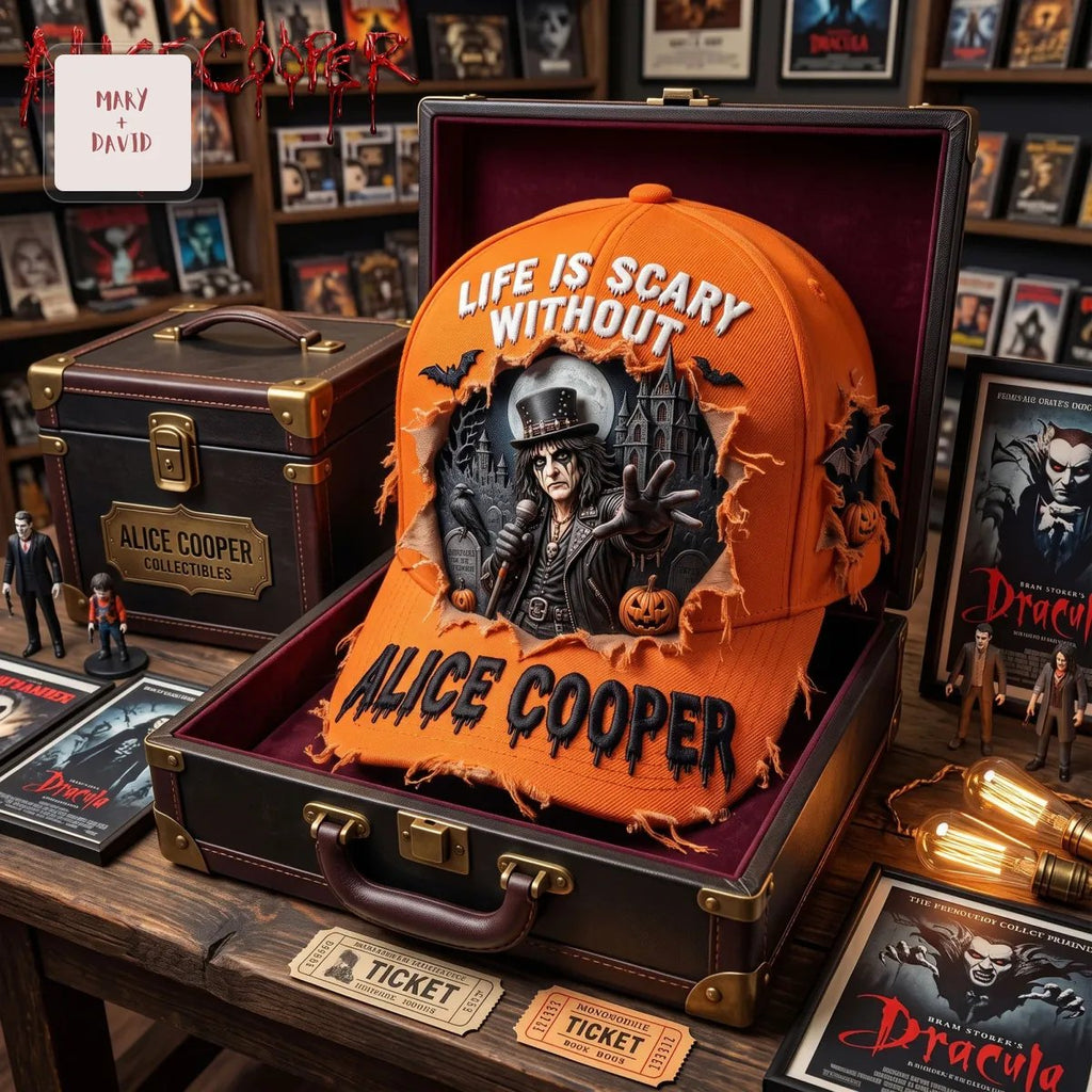 Alice Cooper Life Is Scary Without Distressed Gothic Rock Baseball Cap