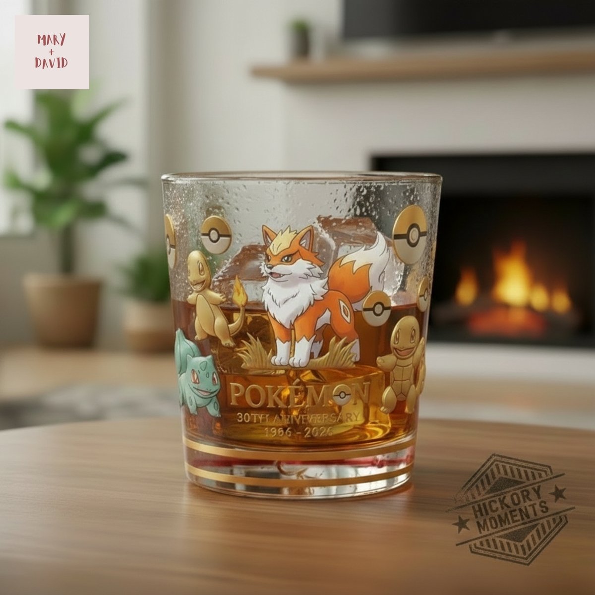 Arcanine Pokemon 30th Anniversary Whiskey Glass