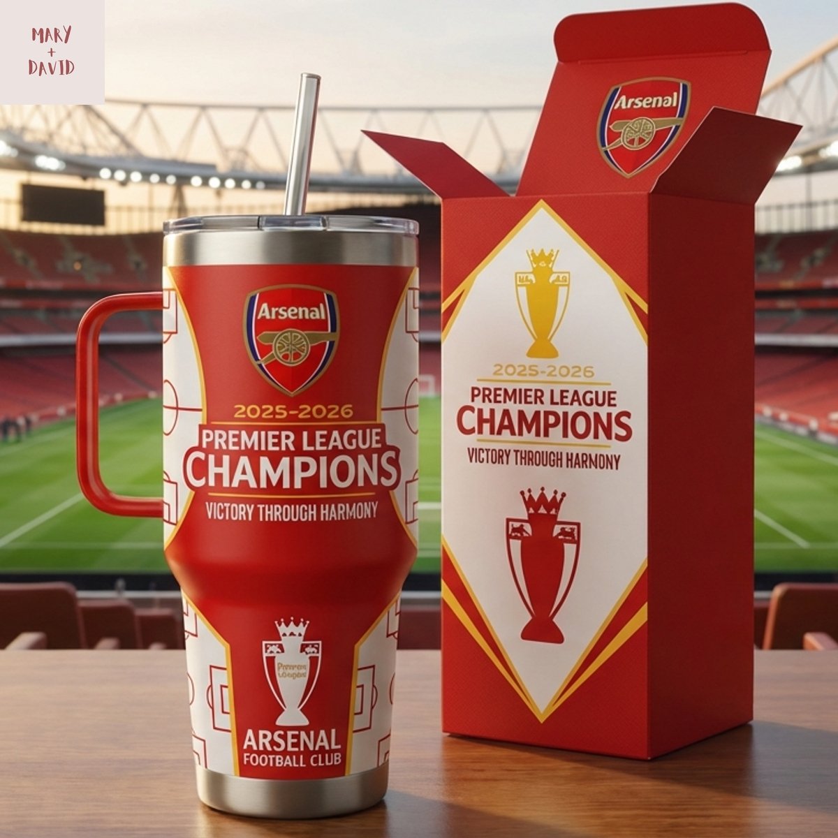 Arsenal 2025-2026 Premier League Champions Insulated Handled Tumbler