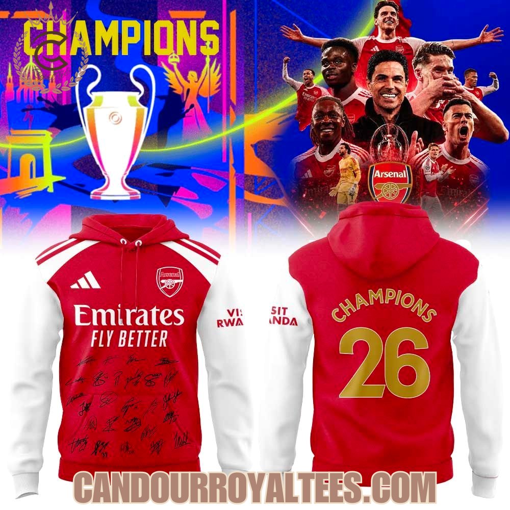 Arsenal Champions League 2026 Champions Tshirt, Hoodie
