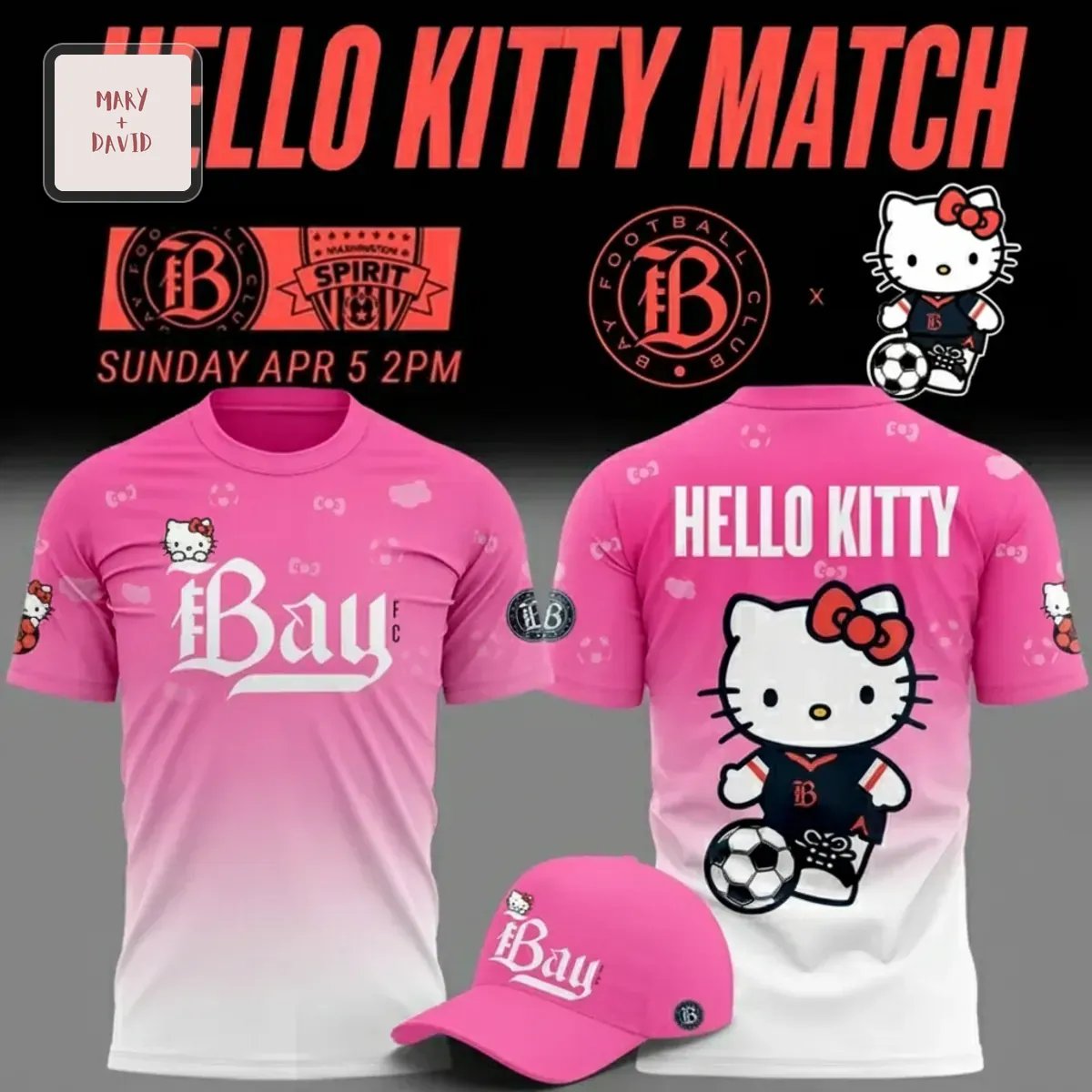 Bay FC Hello Kitty Exclusive Football Fan 3D T-Shirt