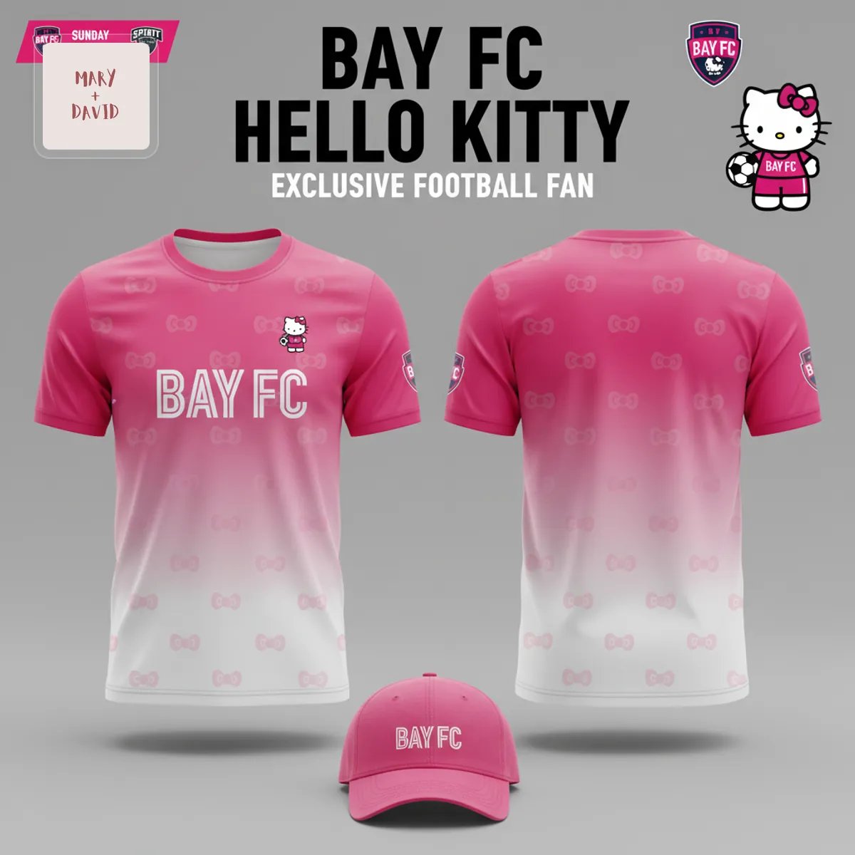 Bay FC Hello Kitty Exclusive Football Fan 3D T-Shirt