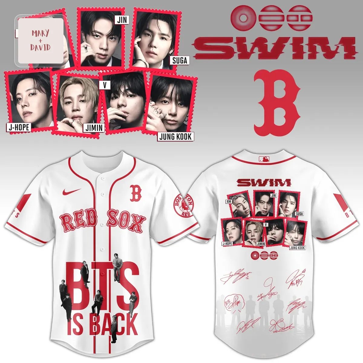 Boston Red Sox BTS ‘SWIM’ K-Pop Baseball Jersey