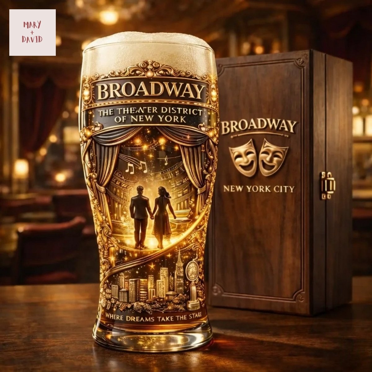 Broadway The Theater District Of New York City Beer Glass