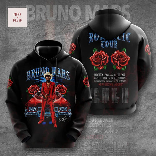 Bruno Mars The Romantic Tour 2026 2027 Concert Graphic Pullover Hoodie