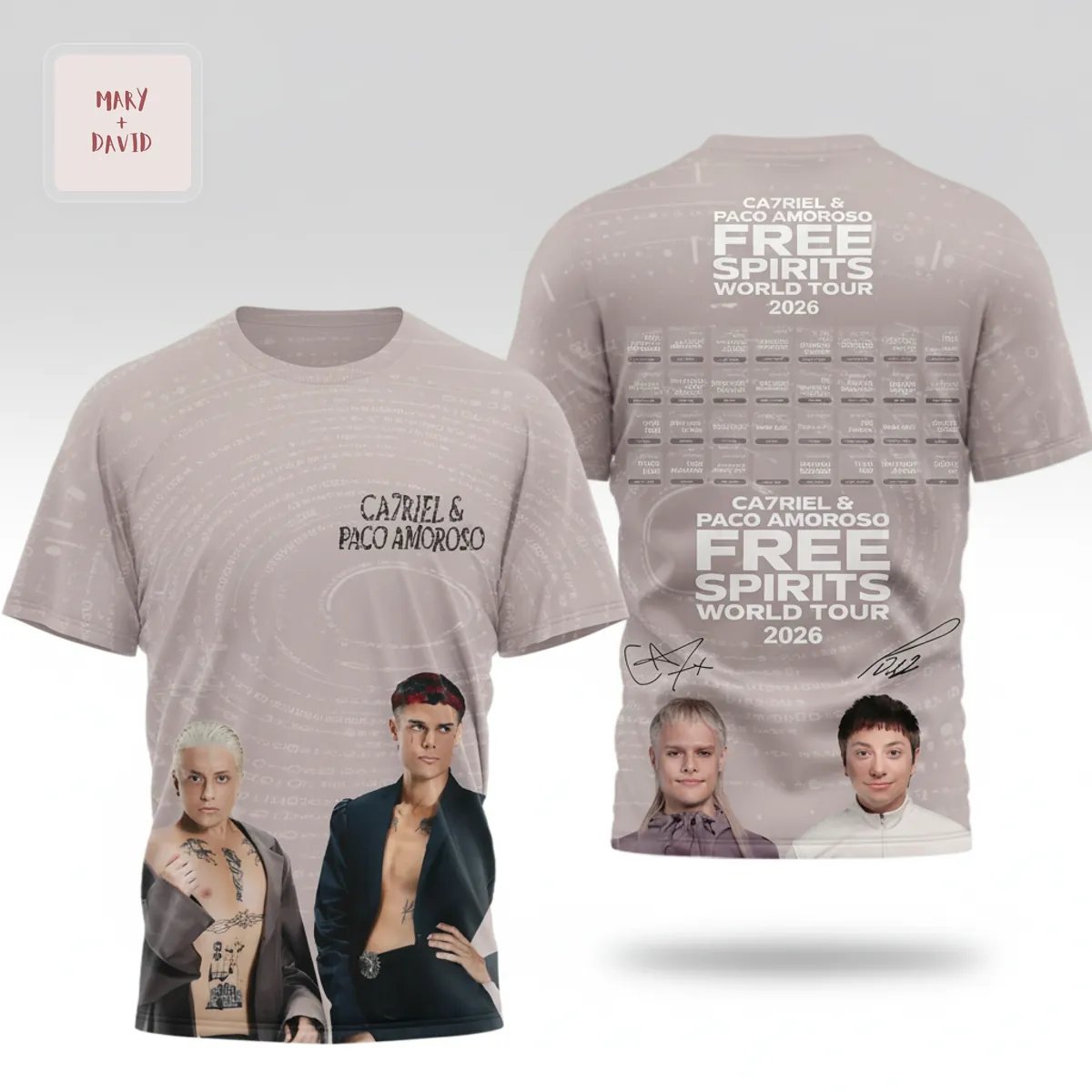 CA7RIEL & PACO AMOROSO FREE SPIRITS World Tour 2026 3D T-Shirt