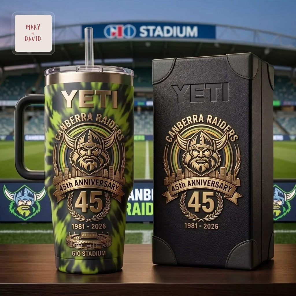 Canberra Raiders 45th Anniversary Commemorative Insulated Stainless Steel Travel Mug Tumbler with Handle