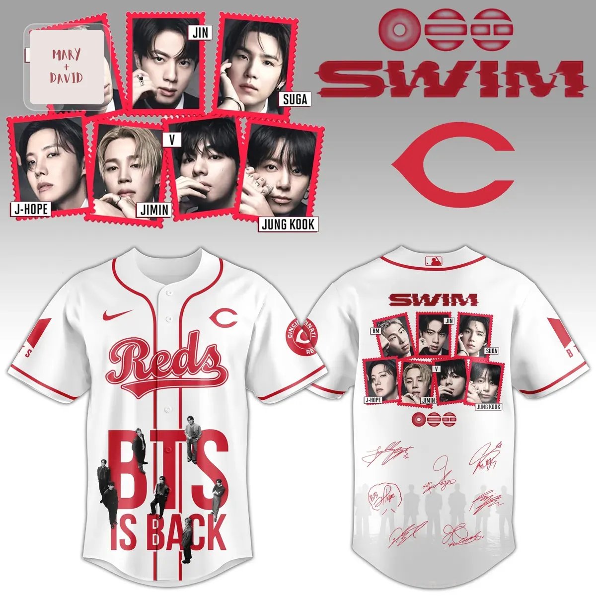 Cincinnati Reds BTS ‘SWIM’ Collection Baseball Jersey