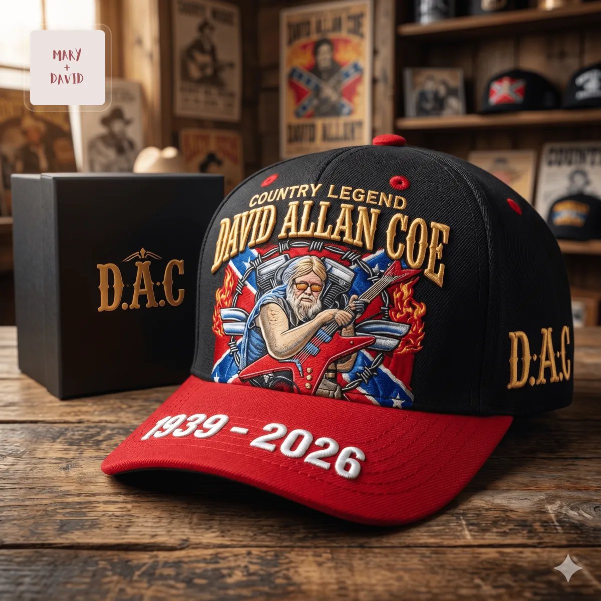 David Allan Coe Country Legend 1939-2026 Commemorative Embroidered Baseball Cap