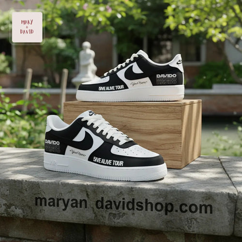 Davido 5IVE ALIVE TOUR Personalized Black & White Air Force 1