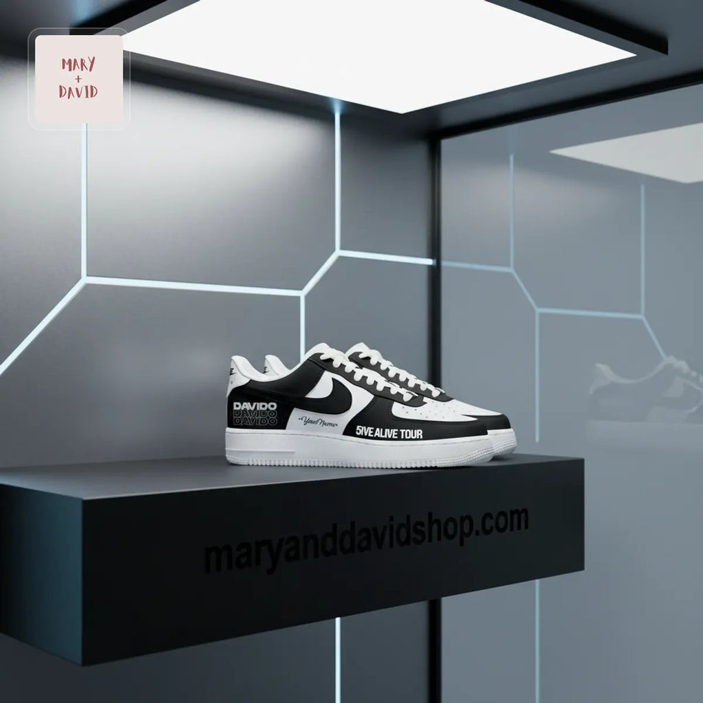 Davido 5IVE ALIVE TOUR Personalized Black & White Air Force 1