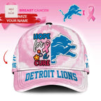 Detroit Lions Breast Cancer Awareness Personalized Hope for a Cure Pink Tie Dye Baseball Cap