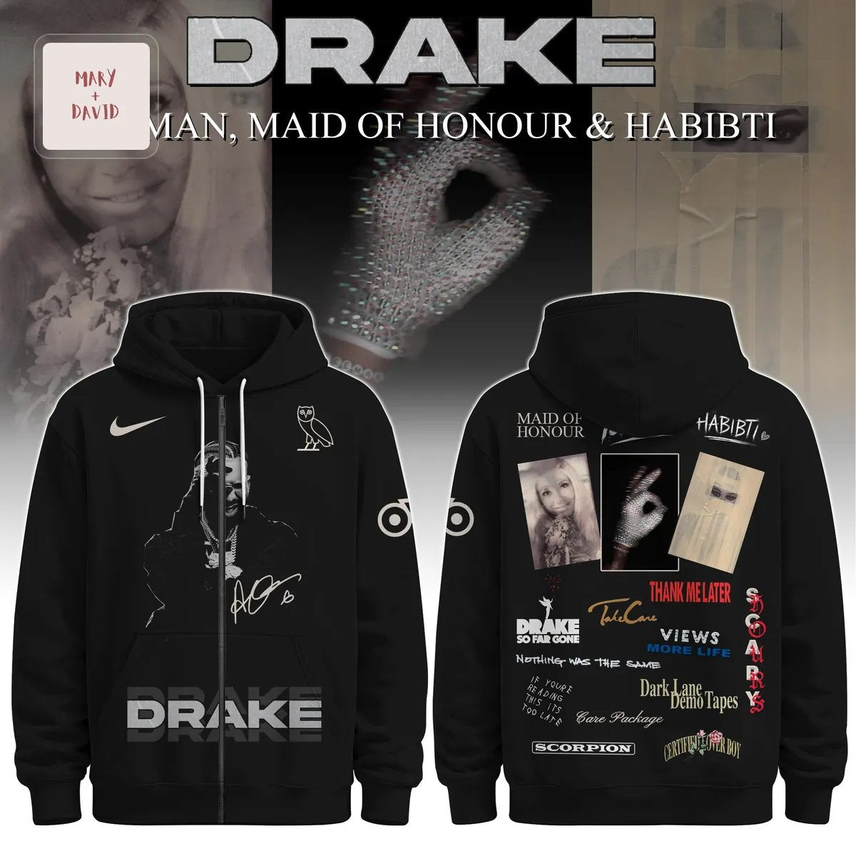 Drake OVO Iconic Album Eras Full-Zip Hoodie