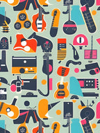 Colorful Funky Music Icons Pattern Shirt