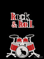 Rock And Roll Black Cat Drummer Funny Musician Art Shirt