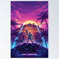 Level Completed - Cyberpunk Vice City Gaming Art Poster