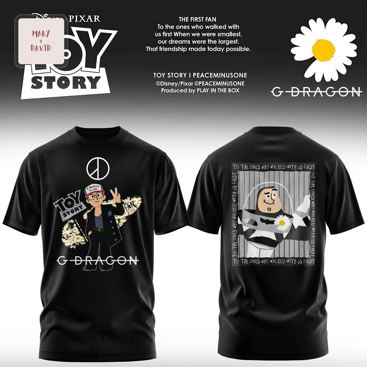G-Dragon x Toy Story Peaceminusone Buzz Lightyear Daisy Black 3D T-Shirt