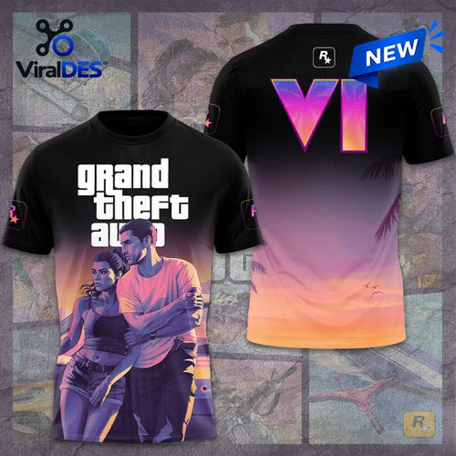 Grand Theft Auto VI Gradient Black T-Shirt