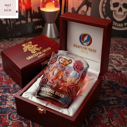 Grateful Dead Dancing Bear Red Whiskey Glass