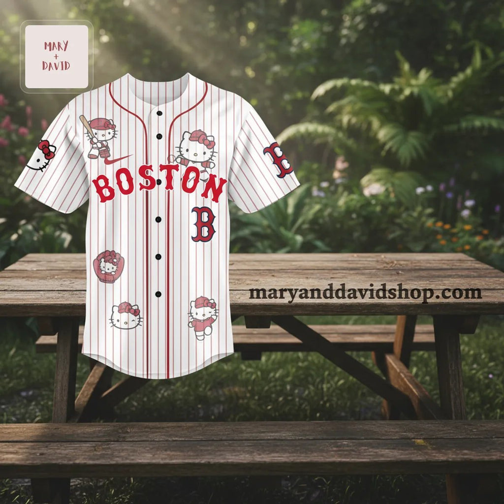Hello Kitty Boston Red Sox Limited Edition Pinstripe Baseball Jersey