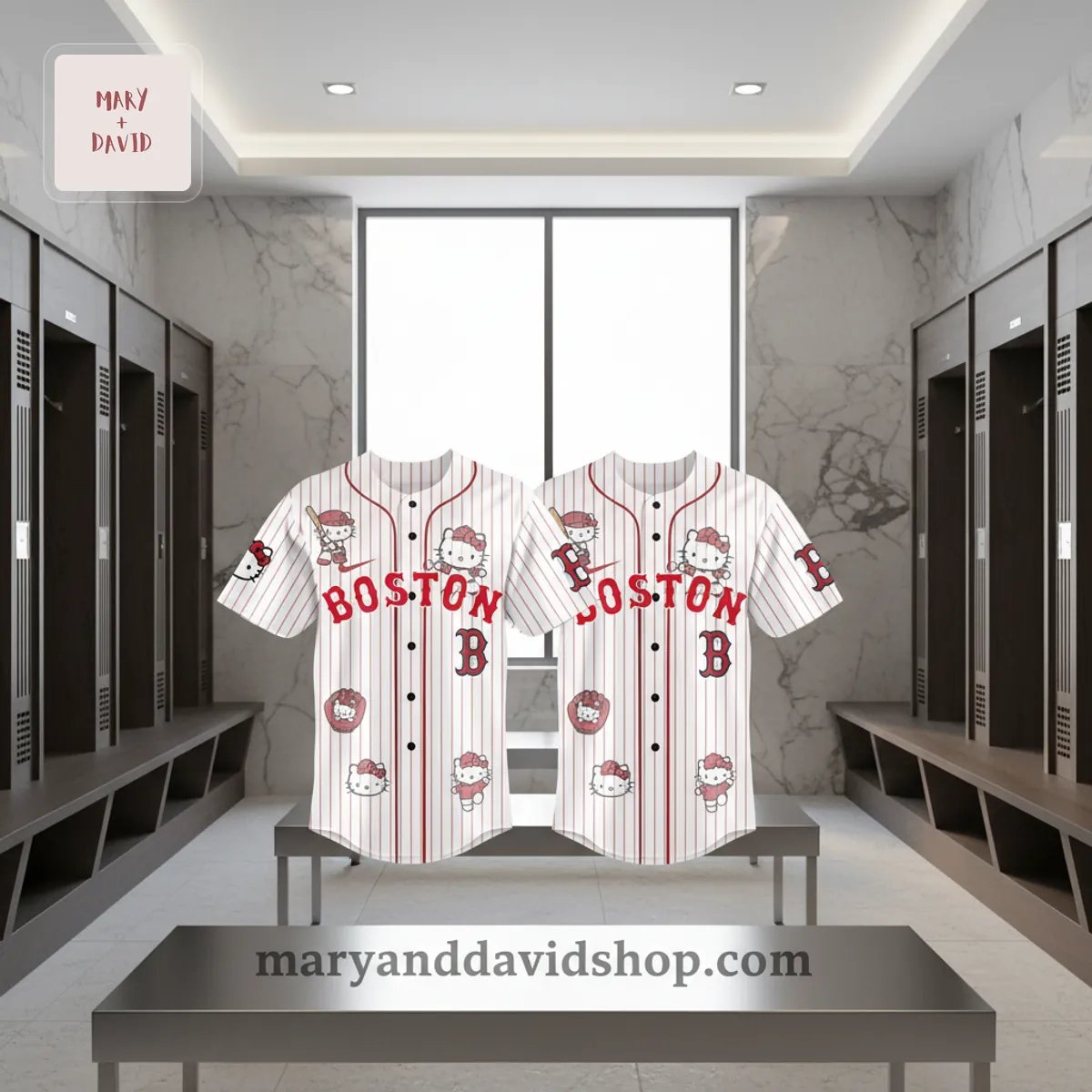 Hello Kitty Boston Red Sox Limited Edition Pinstripe Baseball Jersey
