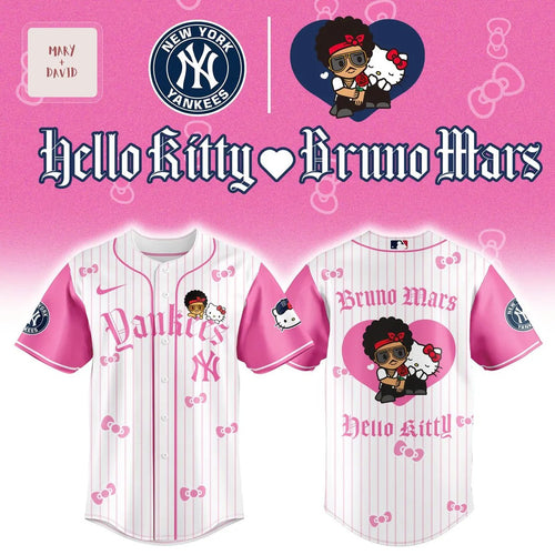 Hello Kitty Bruno Mars New York Yankees Crossover Fan Baseball Jersey