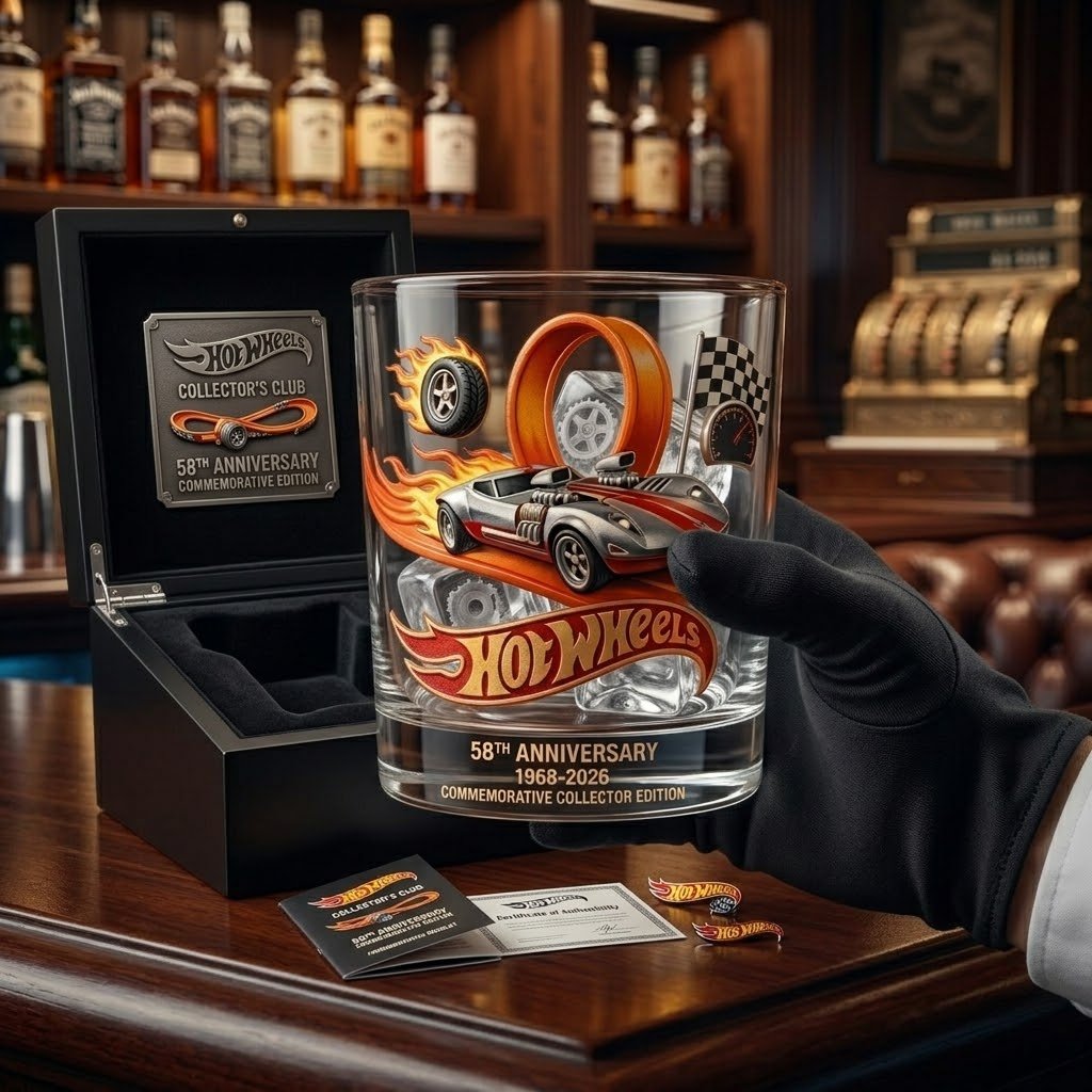 Hot Wheels 58Th Anniversary Commemorative Whiskey Glass