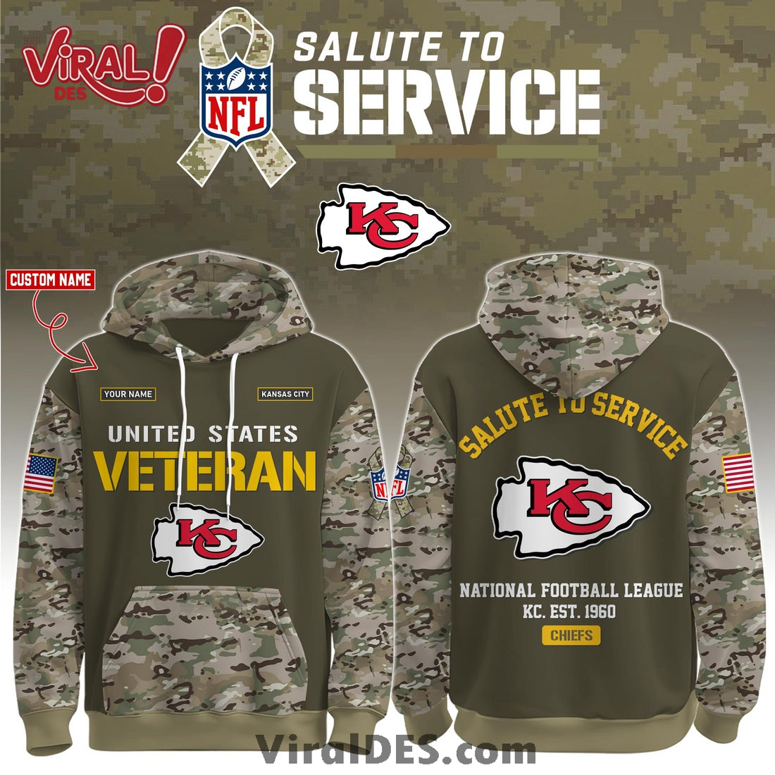 Kansas City Chiefs 2025 Salute to Service Hoodie, Long Pants