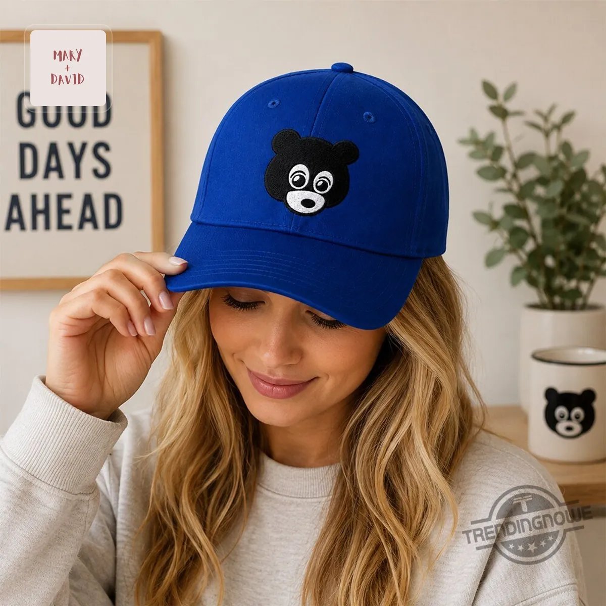 Kanye West Ye College Dropout Bear Embroidered Royal Blue Streetwear Baseball Cap