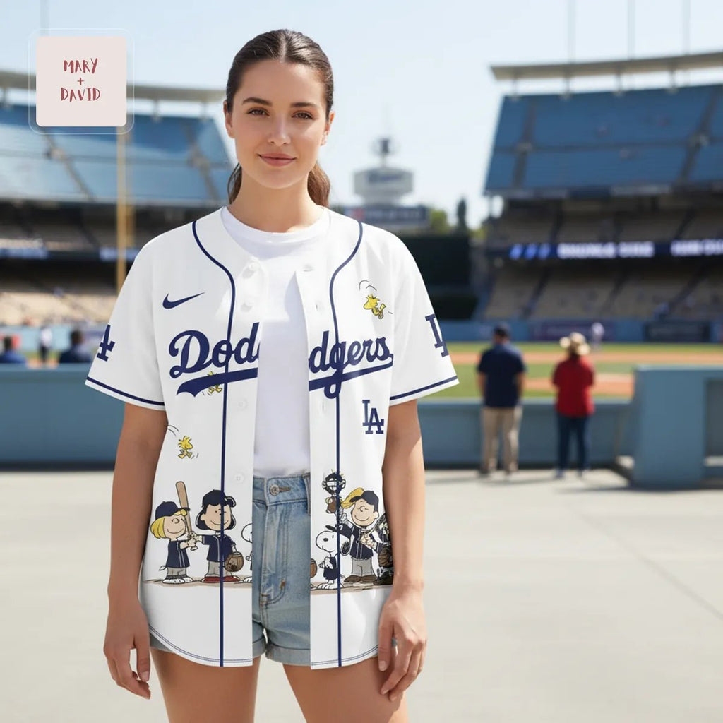 LA Dodgers Peanuts Snoopy Crossover Baseball Jersey