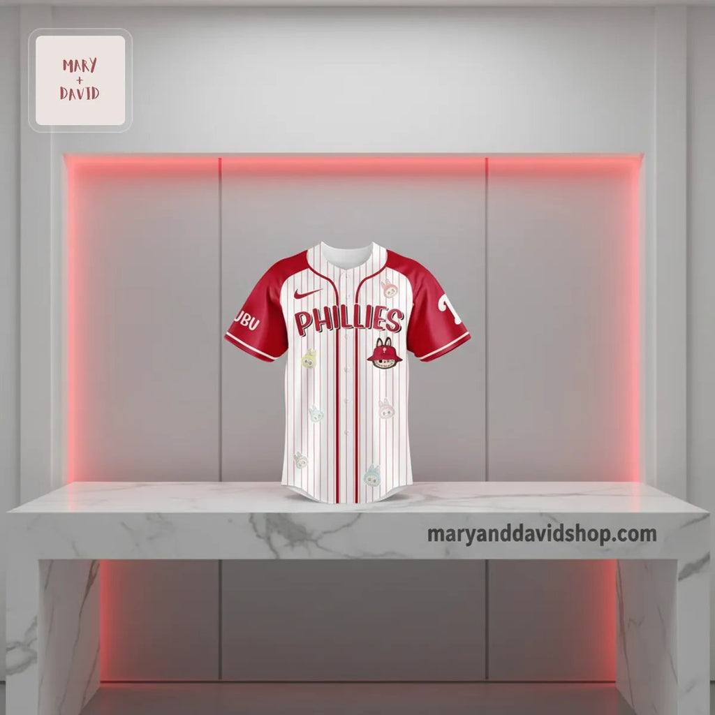 Labubu Phillies Limited Edition Personalized Pinstripe Baseball Jersey