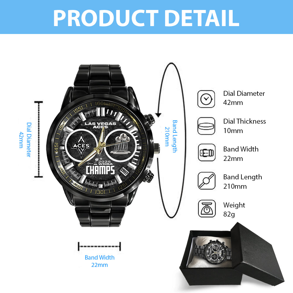 Las Vegas Aces Black Stainless Steel Watch – GNENEW682