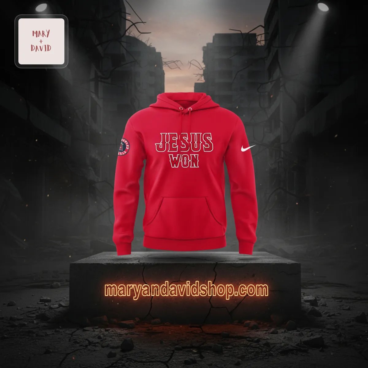 Los Angeles Angels Jesus Won Red Baseball Fan Hoodie