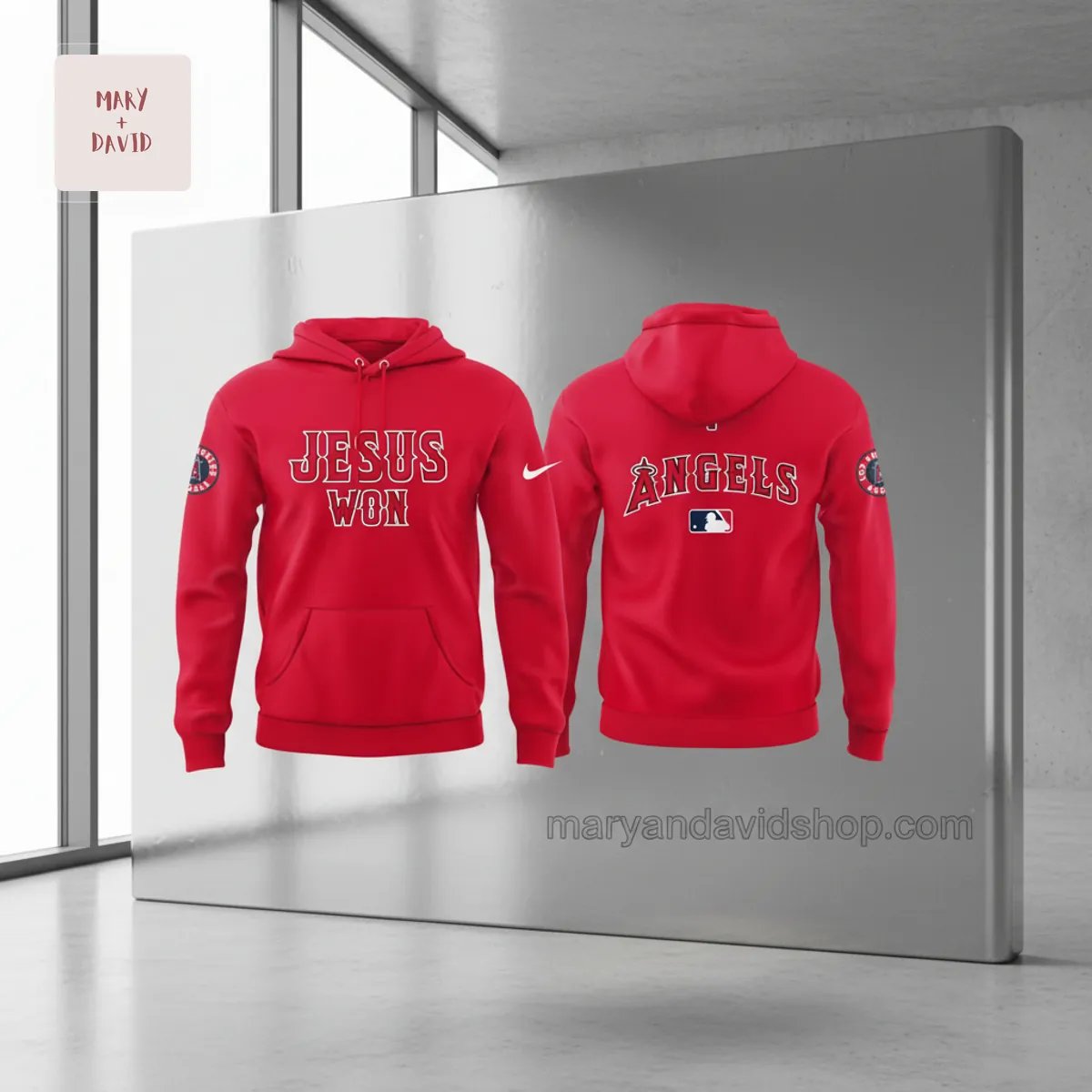 Los Angeles Angels Jesus Won Red Baseball Fan Hoodie
