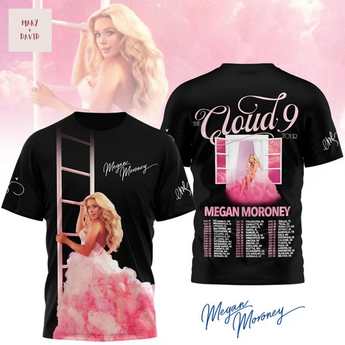 Megan Moroney Cloud 9 3D T-Shirt - Black