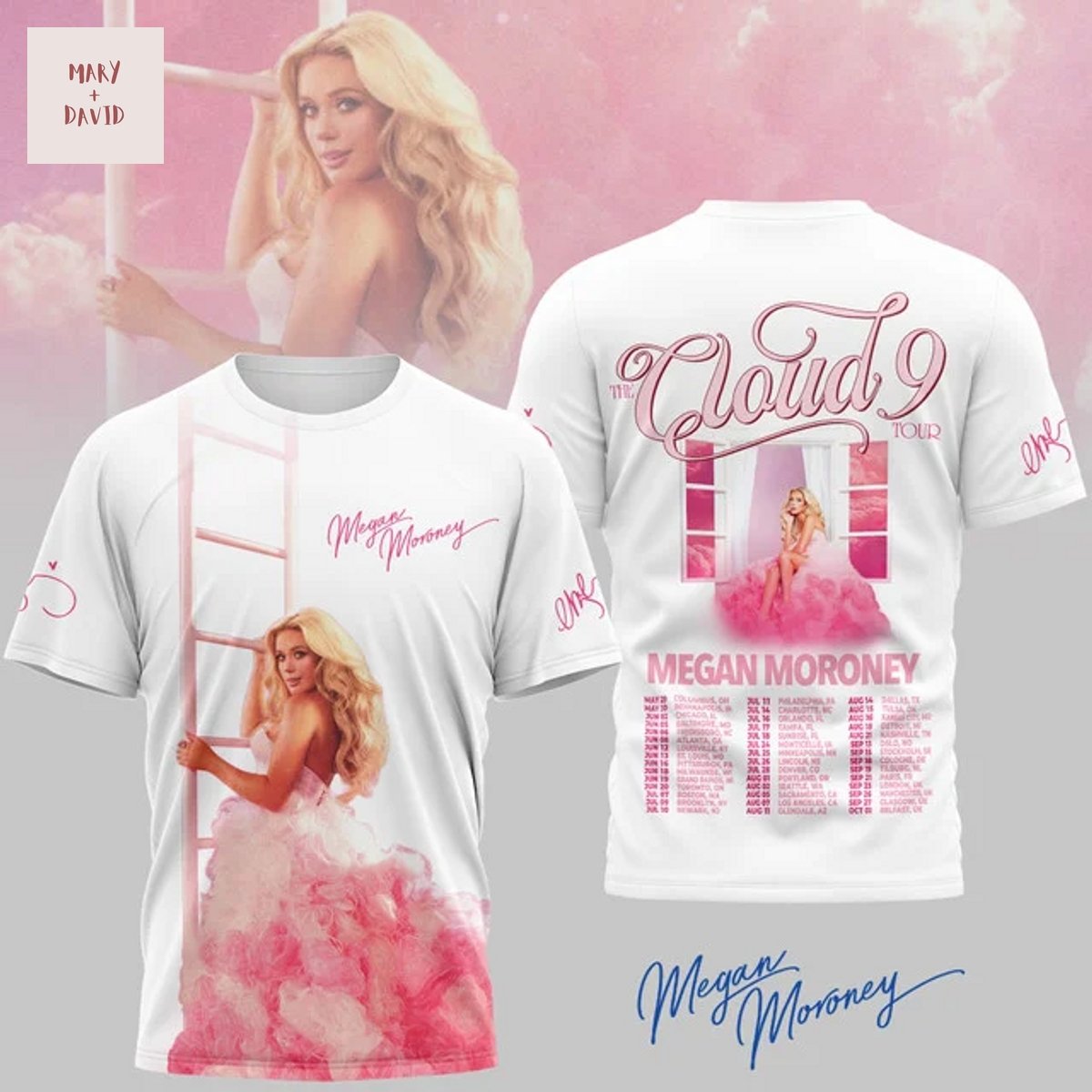 Megan Moroney Cloud 9 3D T-Shirt - White