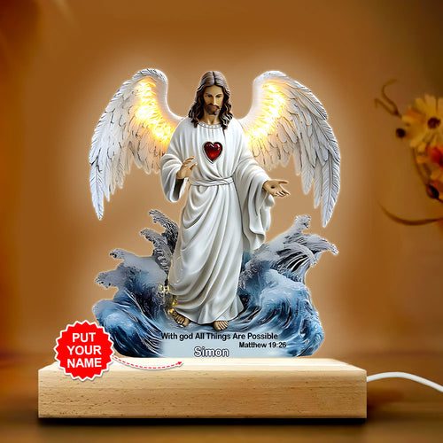 Personalized With God All Things Are Possible 3D Led Light Wooden Base – TANTN15410