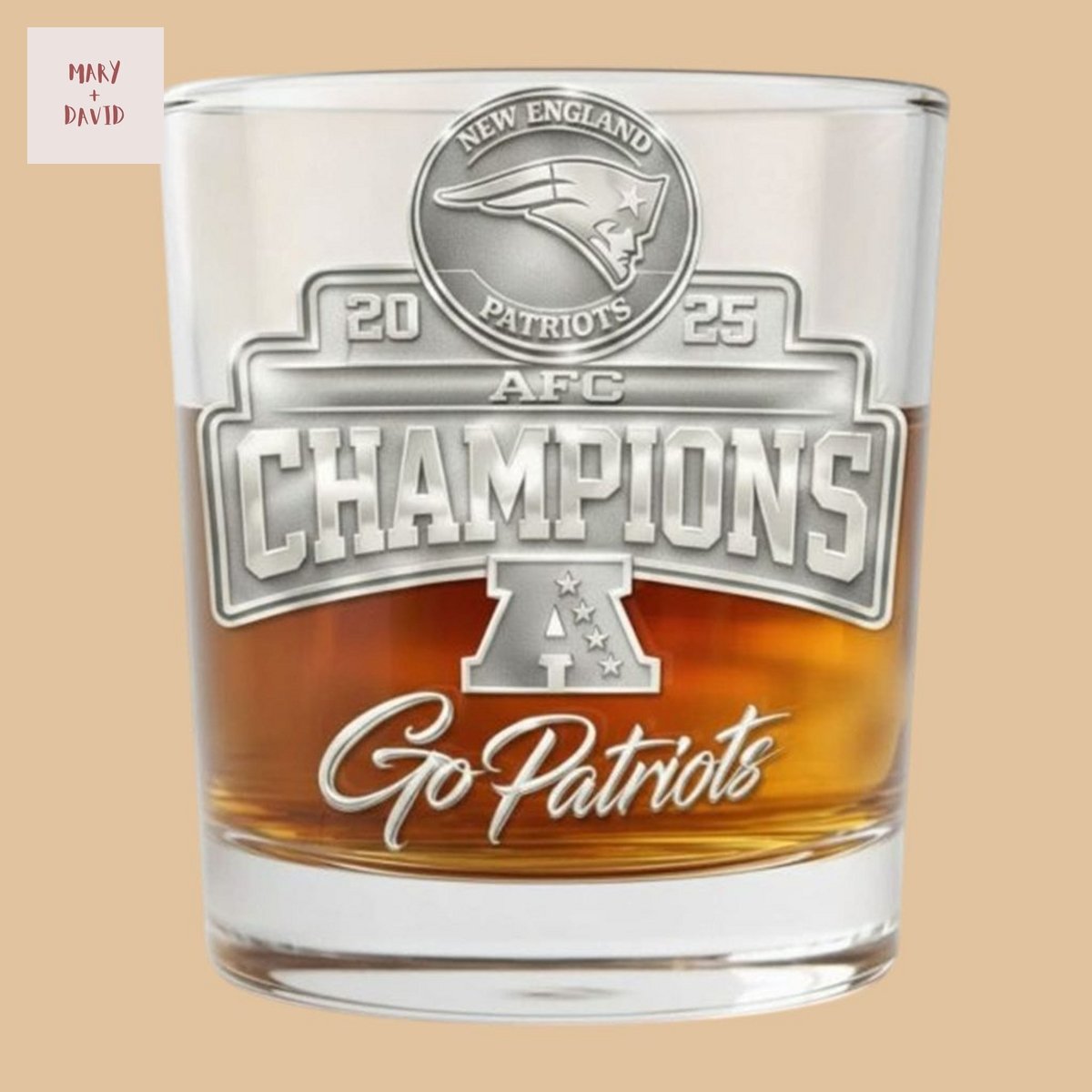 New England Patriots 2025 AFC Champions Whiskey Glass
