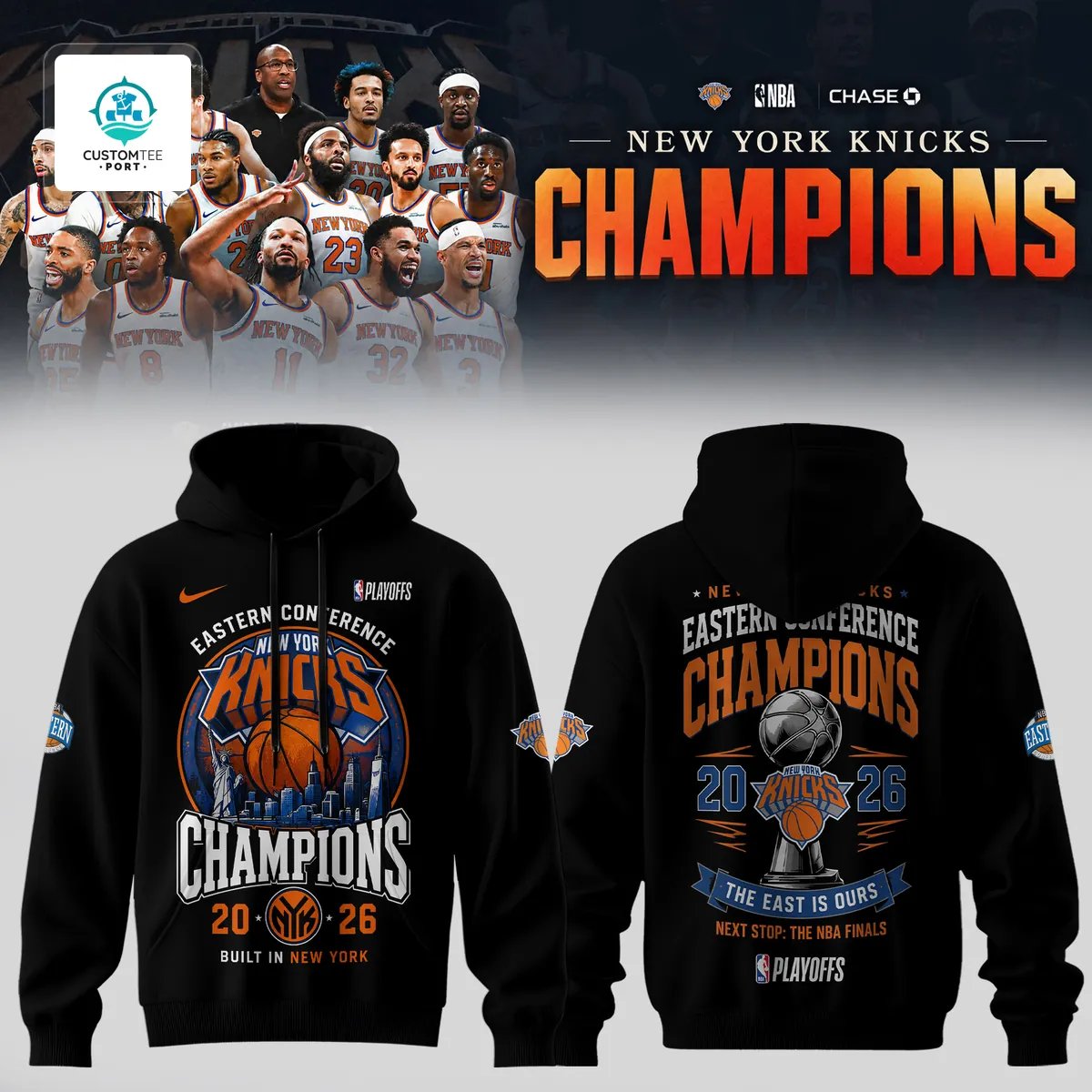 New York Knicks 2026 Eastern Conference Champions Commemorative Graphic Pullover Hoodie