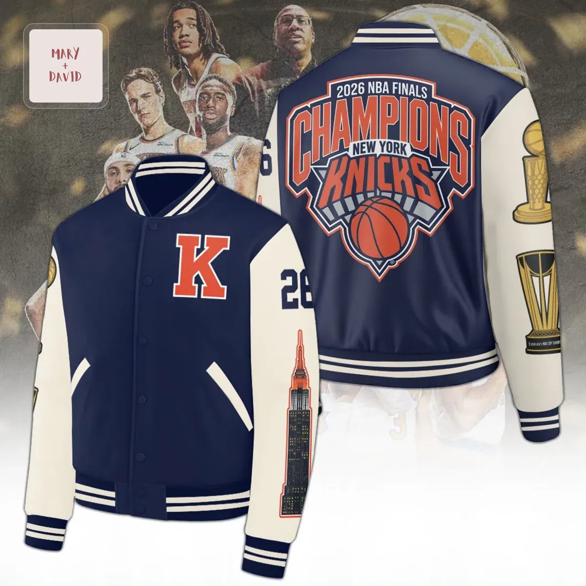 New York Knicks 2026 NBA Finals Champions Commemorative Letterman Baseball Jacket