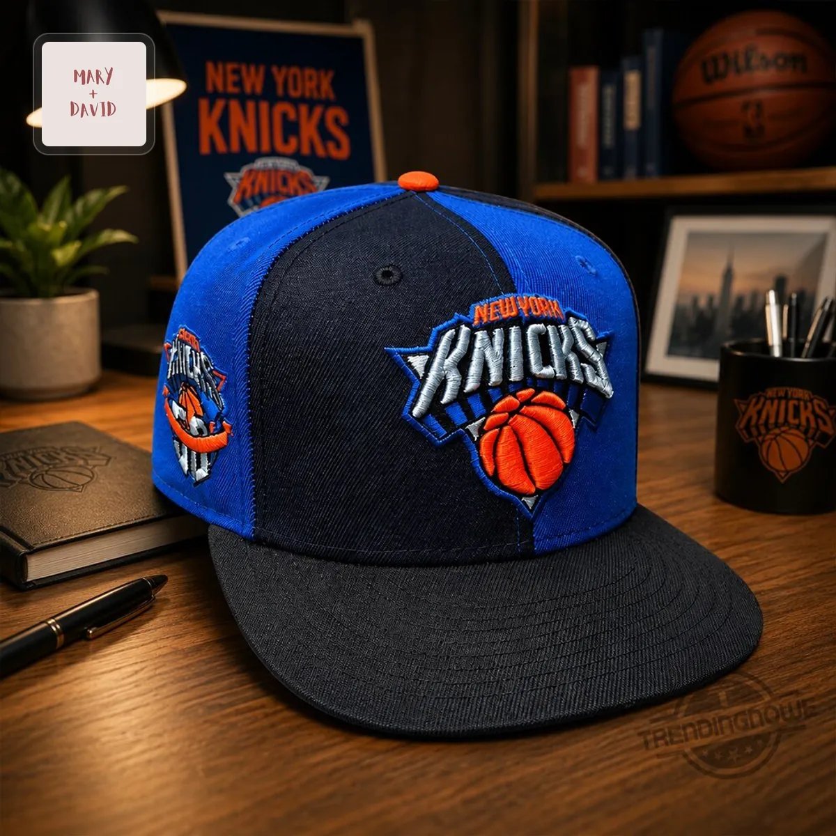 New York Knicks 50th Anniversary Retro Blue Pinwheel Embroidered Snapback Cap