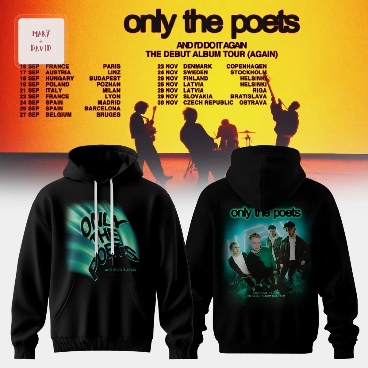 Only The Poets And I’d Do It Again Debut Album Tour 2026 Commemorative Black Hoodie