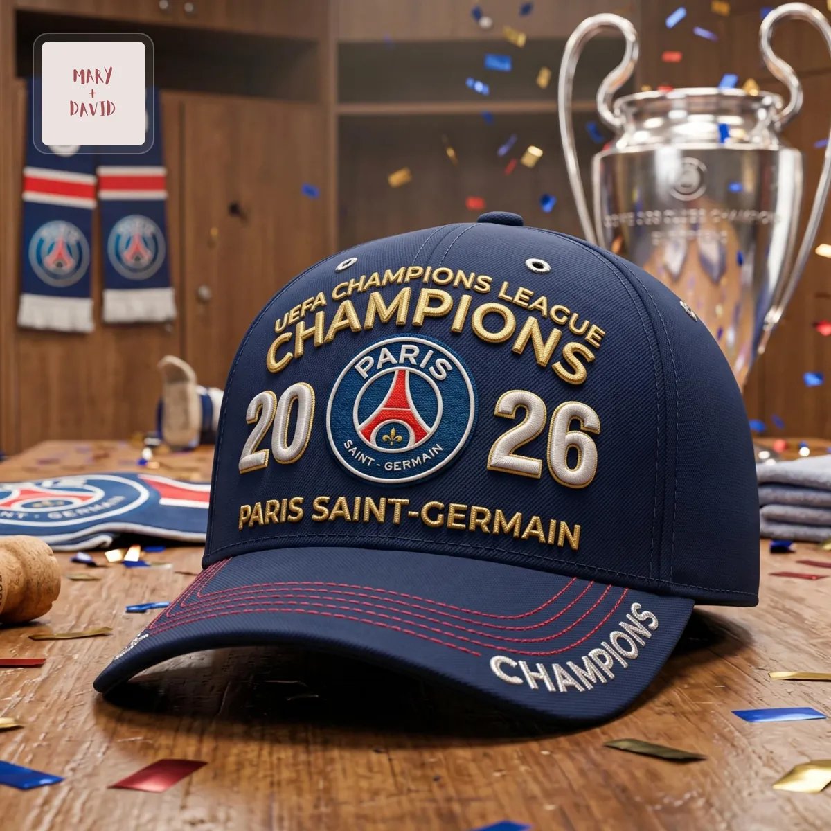 Paris Saint-Germain PSG UEFA Champions League 2026 Champions Premium Embroidered Baseball Cap
